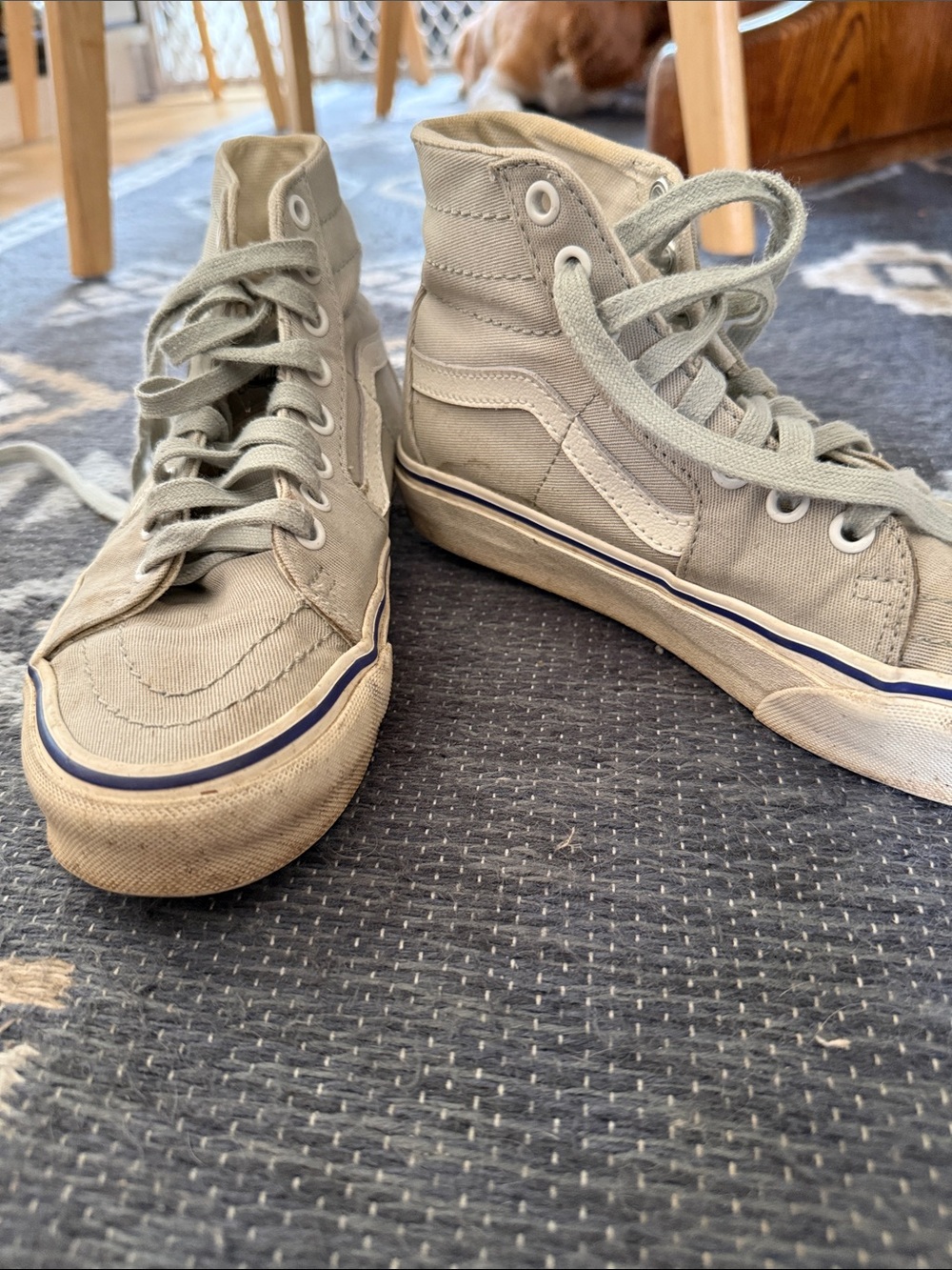 Vans High-Top Canvas Sneakers in Light Gray and White